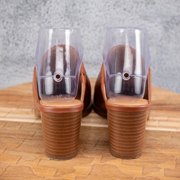 J. Crew Factory Heeled Mules in Warm Sepia Size 6.5 Brown Clog J.Crew - Picture 4 of 7